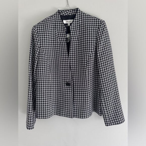 Vintage Jones Studio Tweed Blazer Lined Shoulder Pads Preppy Academia Size 14 - Picture 3 of 12